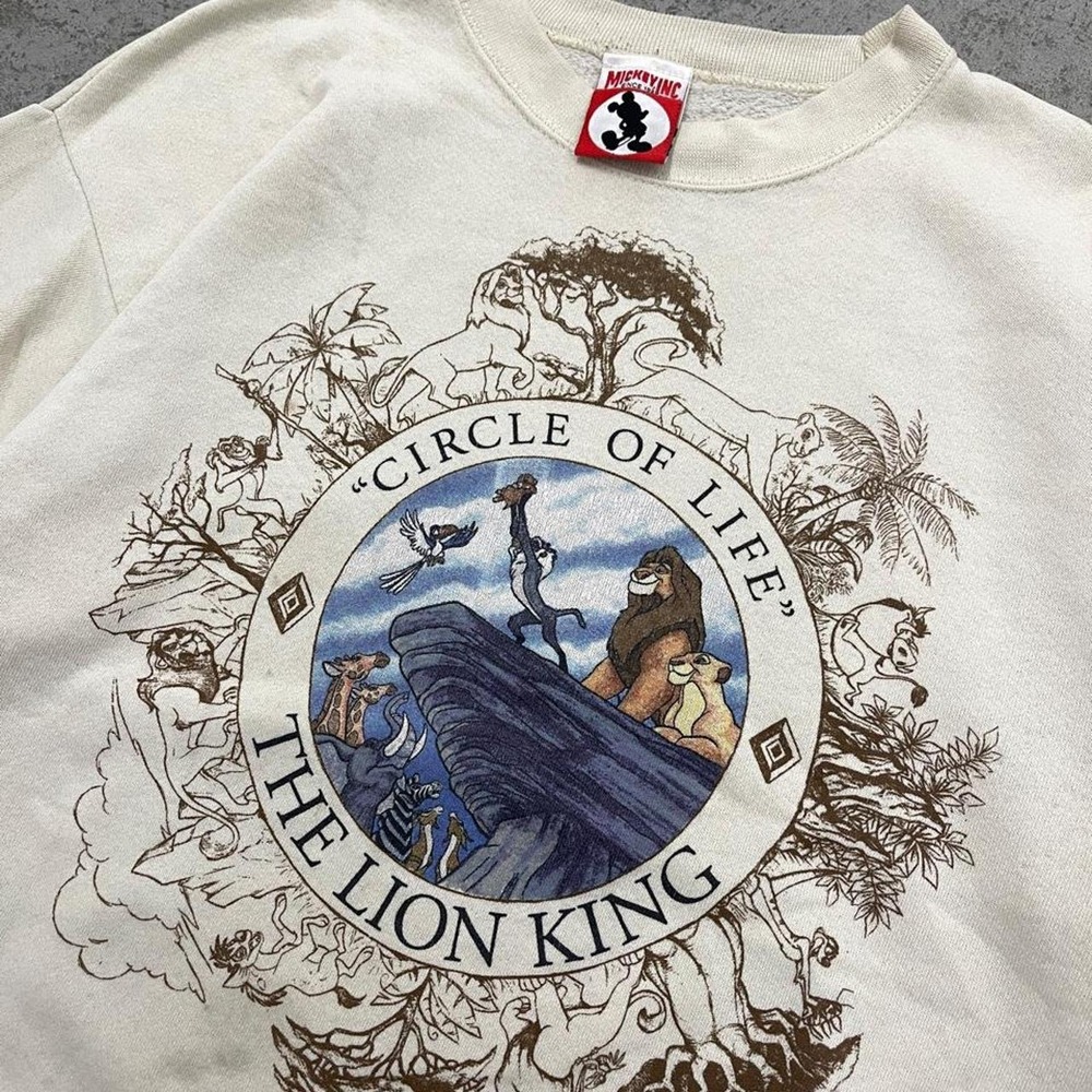 Vintage Disney The Lion King Circle of Life Sweatshirt Mens Large Cream 90s
